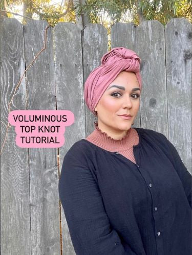 How To Tie a Headscarf - SHAPERLESS Voluminous TOP KNOT Headwrap Tutorial