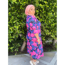 Ladies Modest Swim Dress, Tie Waist, Pink Floral, S-XL-dress-The Little Tichel Lady