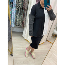 Color Block Top - Black/White S-3X-Tops-The Little Tichel Lady