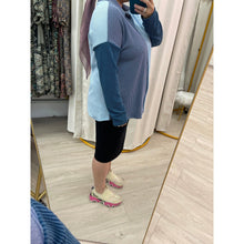 Color Block Top - Blue S-3X-Tops-The Little Tichel Lady