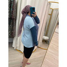 Color Block Top - Blue S-3X-Tops-The Little Tichel Lady