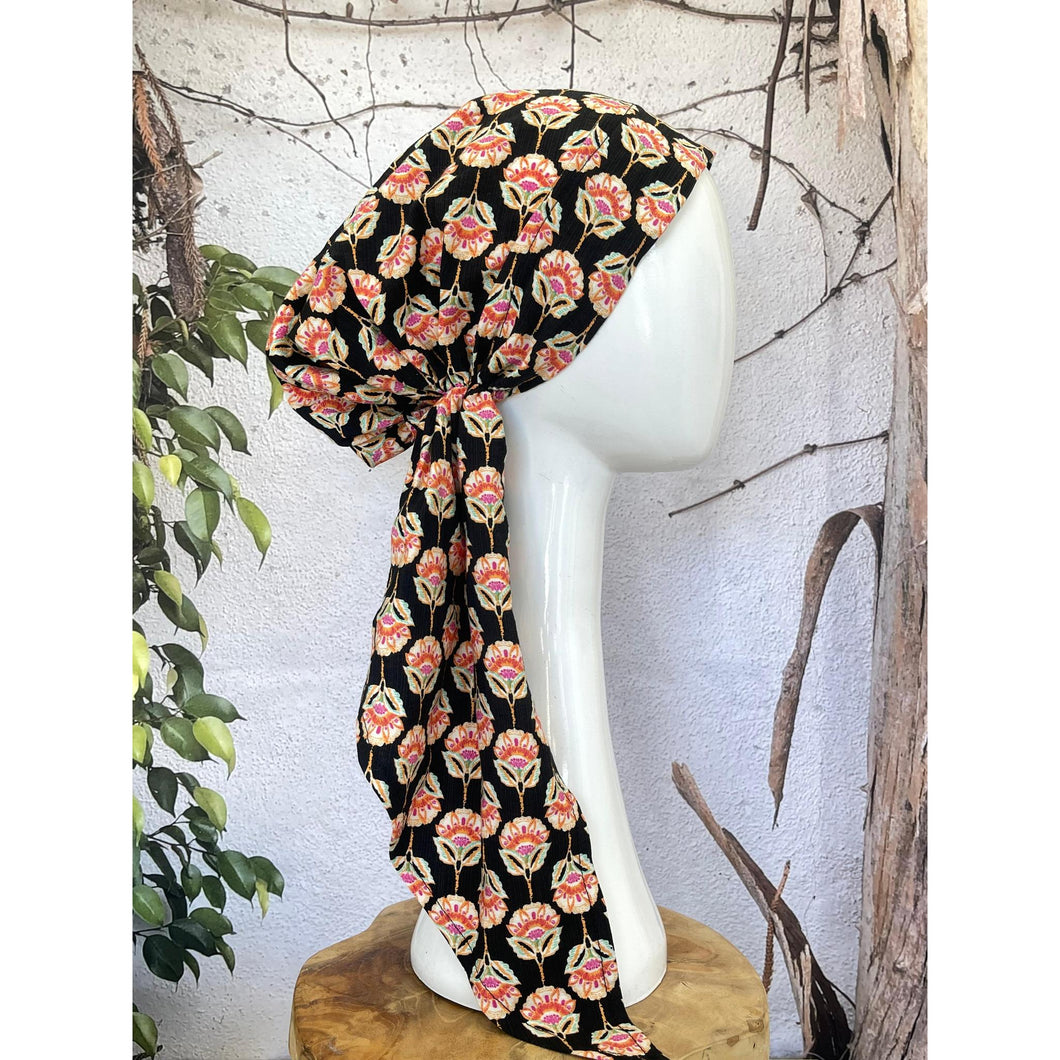 Lightweight Pretied w/ Velvet & Adjustable Band - Thistle Floral Print-Pretieds-The Little Tichel Lady