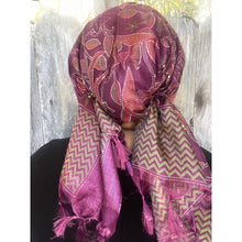 Jubilee Print Wrap w/ Tassel Details - Wine Songbird-Long Wrap-The Little Tichel Lady
