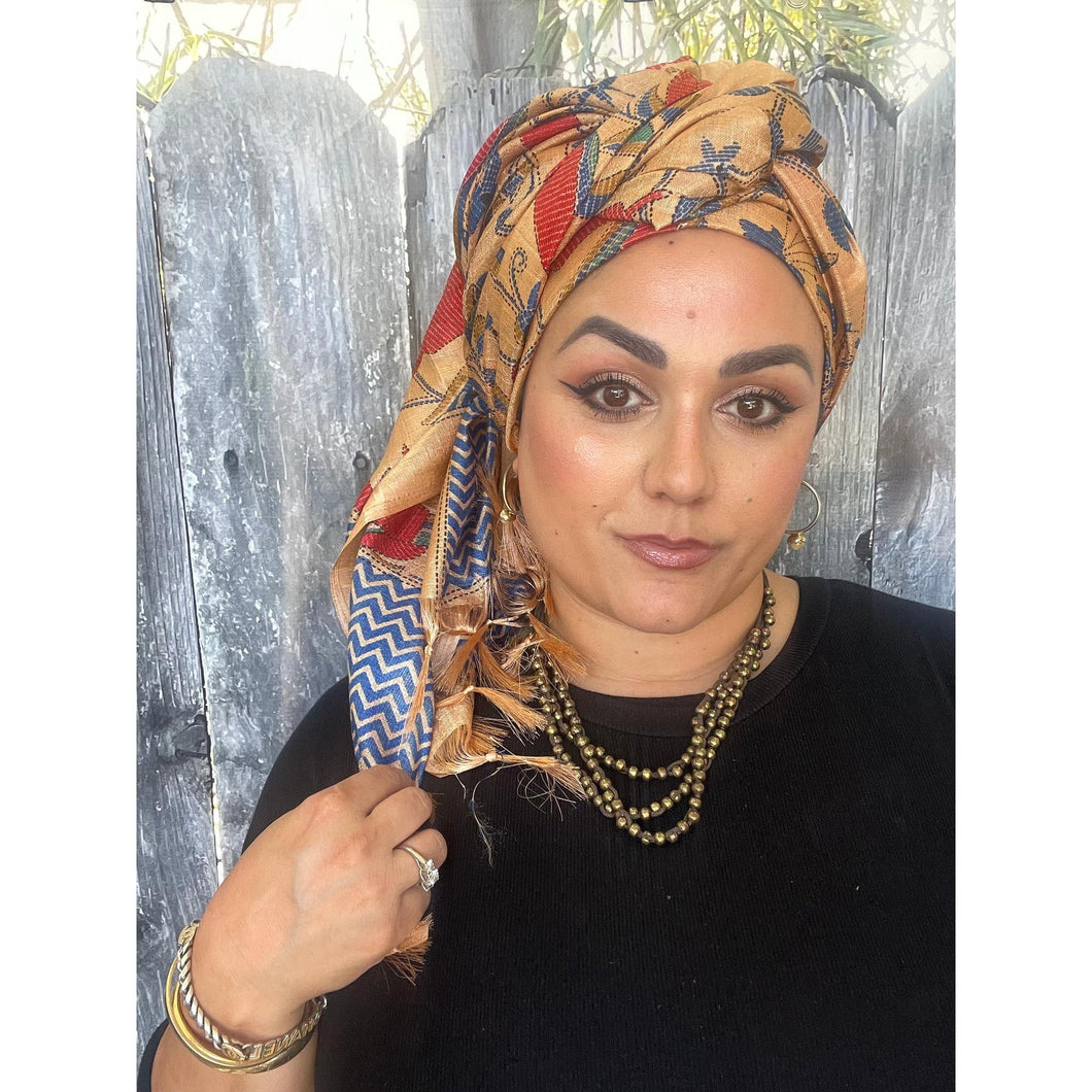 Jubilee Print Wrap w/ Tassel Details - Neutral Songbird-Long Wrap-The Little Tichel Lady