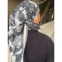 Luxe Inspired G Print Floral Square Tichels - Black/White-Squares-The Little Tichel Lady