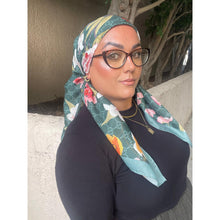 Luxe Inspired G Print Floral Square Tichels - Teal Green-Squares-The Little Tichel Lady