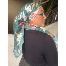 Luxe Inspired G Print Floral Square Tichels - Teal Green-Squares-The Little Tichel Lady