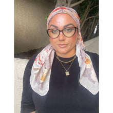 Luxe Inspired G Print Floral Square Tichels - Taupe/Neutral-Squares-The Little Tichel Lady