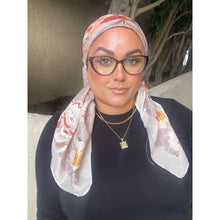 Luxe Inspired G Print Floral Square Tichels - Taupe/Neutral-Squares-The Little Tichel Lady