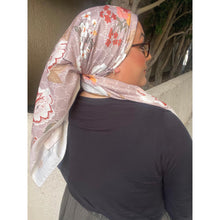 Luxe Inspired G Print Floral Square Tichels - Taupe/Neutral-Squares-The Little Tichel Lady