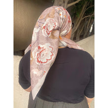 Luxe Inspired G Print Floral Square Tichels - Taupe/Neutral-Squares-The Little Tichel Lady