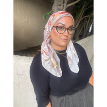 Luxe Inspired G Print Floral Square Tichels - Taupe/Neutral-Squares-The Little Tichel Lady