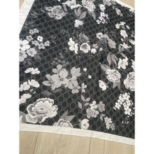 Luxe Inspired G Print Floral Square Tichels - Black/White-Squares-The Little Tichel Lady