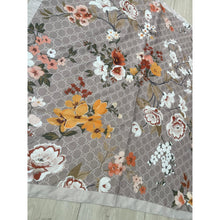 Luxe Inspired G Print Floral Square Tichels - Taupe/Neutral-Squares-The Little Tichel Lady