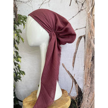 Pretied Turkish Cotton Textured Tichel w/ Long Tails - Plum-pretieds-The Little Tichel Lady