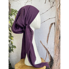Pretied Turkish Cotton Textured Tichel w/ Long Tails - Purple-pretieds-The Little Tichel Lady