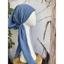 Turkish Cotton Textured Pretied w/ Long Tails - Cornflower Blue-pretieds-The Little Tichel Lady