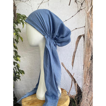 Turkish Cotton Textured Pretied w/ Long Tails - Cornflower Blue-pretieds-The Little Tichel Lady