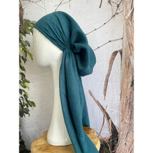 Turkish Cotton Textured Pretied w/ Long Tails - Marine Teal-pretieds-The Little Tichel Lady