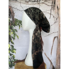 Turkish Cotton Textured Print Pretied w/ Long Tails - Tree of Life, Black-pretieds-The Little Tichel Lady