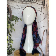 Turkish Cotton Textured Print Pretied w/ Long Tails - Falling Leaves, Navy-pretieds-The Little Tichel Lady