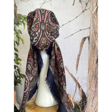 Turkish Cotton Textured Solid Pretied w/ Long Tails - Navy Print-pretieds-The Little Tichel Lady