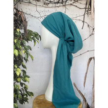 Turkish Cotton Metallic Solid Pretied w/ Long Tails - Aquamarine-pretieds-The Little Tichel Lady