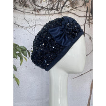 Embellished Hat - Size #1 Navy Crocheted Bow-Hat-The Little Tichel Lady