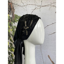 Embellished Metallic Pretied - Black/Gold3-pretieds-The Little Tichel Lady