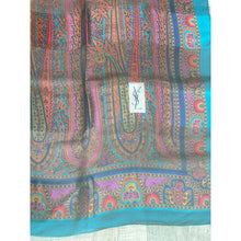 YSL Authentic Designer Headscarf, Turquoise Paisley-Designer headscarf-The Little Tichel Lady