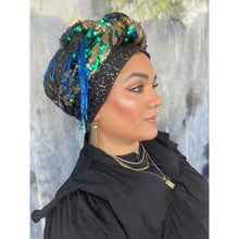Royal Print Sequins + Textured Headwrap-Long Wrap-The Little Tichel Lady