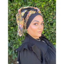 Exquisite Floral & Sequins Headwrap - Navy/Multi-Long Wrap-The Little Tichel Lady