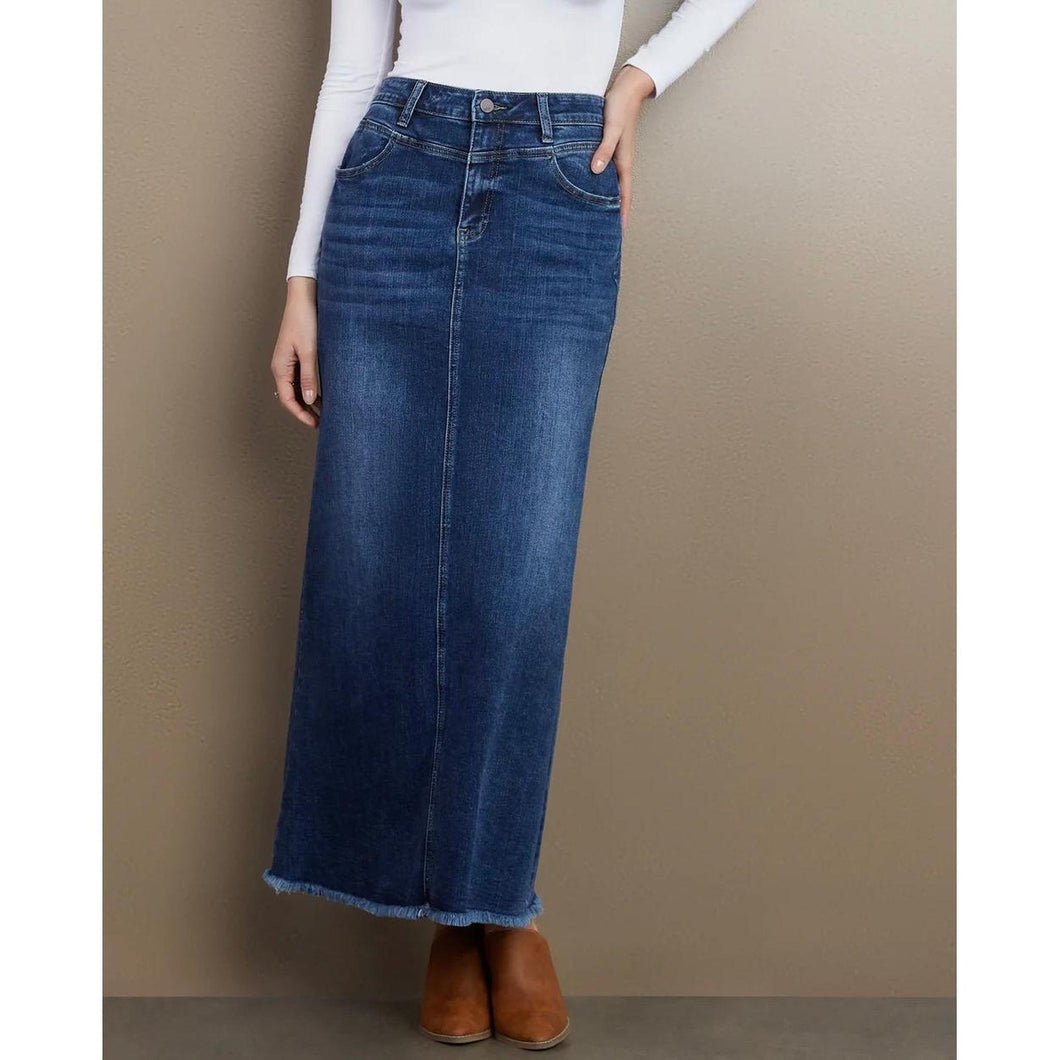 Straight Denim Maxi Skirt-skirt-The Little Tichel Lady