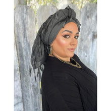 Whimsical Willow Israeli Headwrap - Black-Long Wrap-The Little Tichel Lady