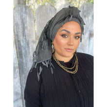 Whimsical Willow Israeli Headwrap - Black-Long Wrap-The Little Tichel Lady
