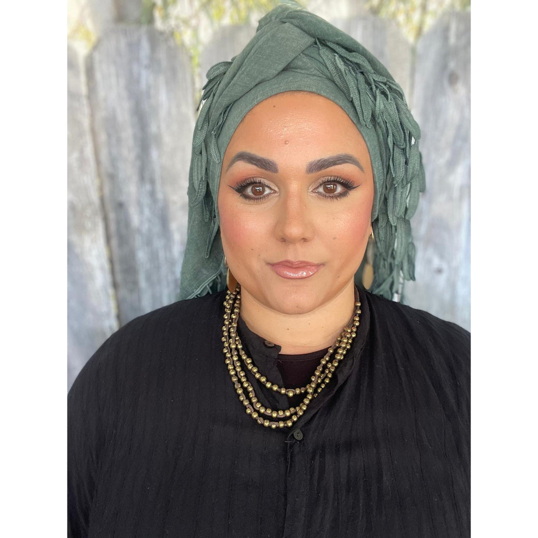 Whimsical Willow Israeli Headwrap - Muted Turquoise-Long Wrap-The Little Tichel Lady
