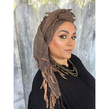 Whimsical Willow Israeli Headwrap - Brown-Long Wrap-The Little Tichel Lady