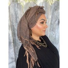 Whimsical Willow Israeli Headwrap - Brown-Long Wrap-The Little Tichel Lady