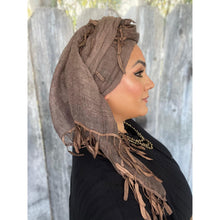 Whimsical Willow Israeli Headwrap - Brown-Long Wrap-The Little Tichel Lady