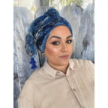 Starry Night Gauzy Headwrap - Blue-Long Wrap-The Little Tichel Lady
