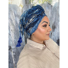 Starry Night Gauzy Headwrap - Blue-Long Wrap-The Little Tichel Lady