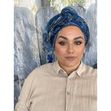 Starry Night Gauzy Headwrap - Blue-Long Wrap-The Little Tichel Lady