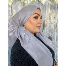 Elegant Metallic Square Headscarf - Light Silver-Squares-The Little Tichel Lady