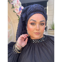 Whisperlight Shimmer Long Wrap - Navy-Long Wrap-The Little Tichel Lady