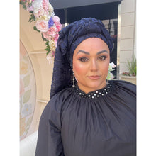 Whisperlight Shimmer Long Wrap - Navy-Long Wrap-The Little Tichel Lady