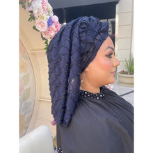 Whisperlight Shimmer Long Wrap - Navy-Long Wrap-The Little Tichel Lady