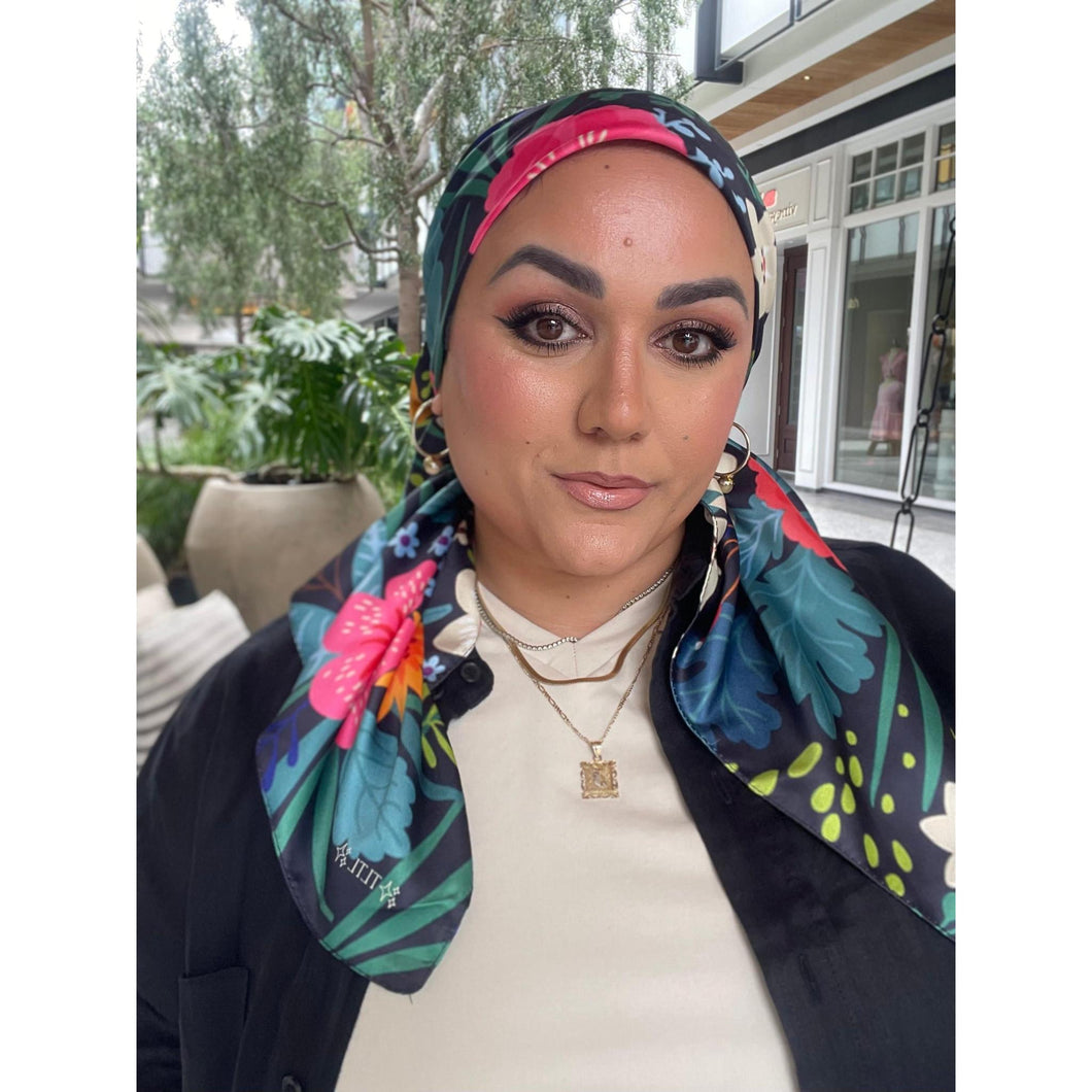 TLTL Perfect Satin Square Tichel - Bella Botanica-Squares-The Little Tichel Lady