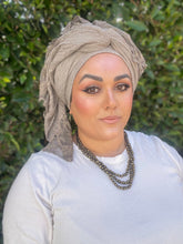 Israeli Arabesque Wrap - Taupe-Long Wrap-The Little Tichel Lady