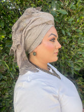 Israeli Arabesque Wrap - Taupe-Long Wrap-The Little Tichel Lady