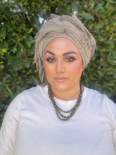 Israeli Arabesque Wrap - Taupe-Long Wrap-The Little Tichel Lady